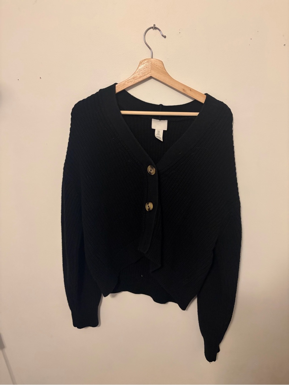 H&M Black Button-Front V-Neck Cardigan